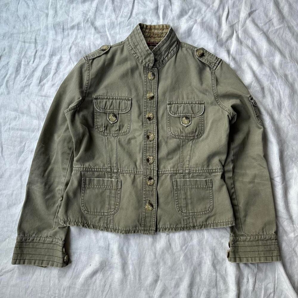Vintage Jordache Khaki Cotton Euro Cropped Utility Jacket
